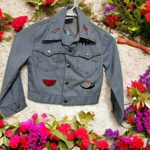 Billy The Kid Embroidered Jean Jacket Youth Size L Snap Closure Western Studded